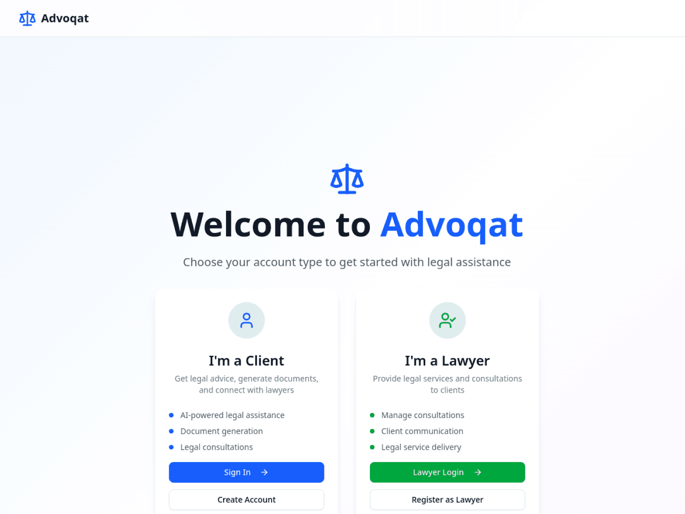 Screenshot of the Advoqat web application